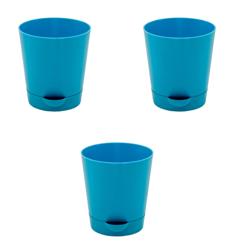 Self Watering Round Plastic Planter - Set of 3