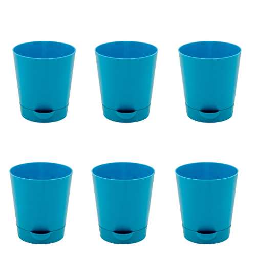 Self Watering Round Plastic Planter - Set of 6