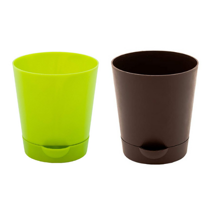 Self Watering Round Plastic Planter - Set of 2